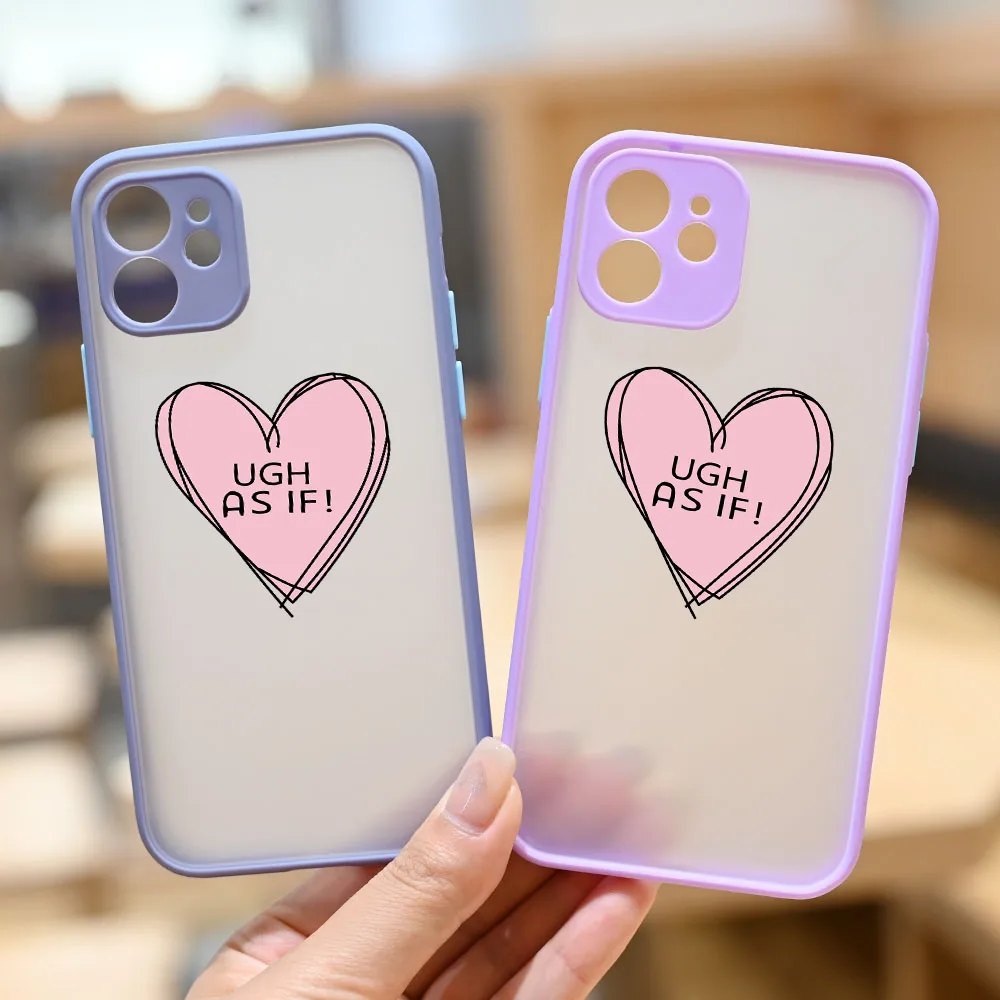 

CUTE UGH-AS-IF Sweet HEART Pattern Matte Shockproof Phone Cover Case for iPhone 11 12 13 Pro Max mini X XS XR 6 6s 7 8 Plus SE2