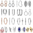 Женские серьги-гвоздики из серебра 2021 пробы, с круглым кольцом