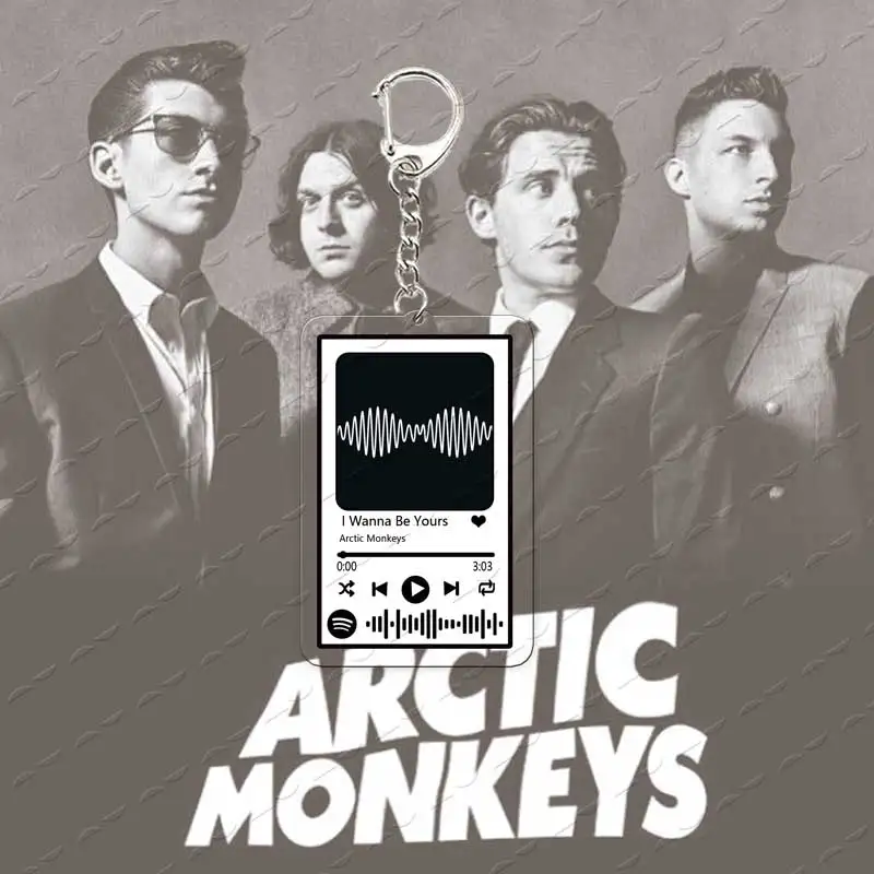 Фото Акриловый брелок Arctic Monkeys с текстом песни из альбома AM, музыкальный код, подвеска для сумки, подарок для фанатов, аксессуары №4