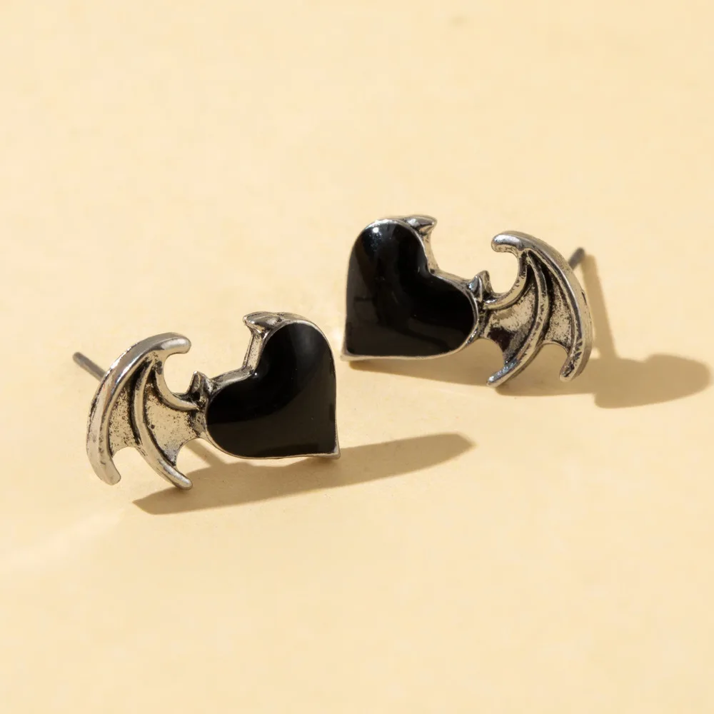 New Fashion Devil's Wings Heart-shaped Earrings Women's Earrings Jewelry Wholesale Direct Sales