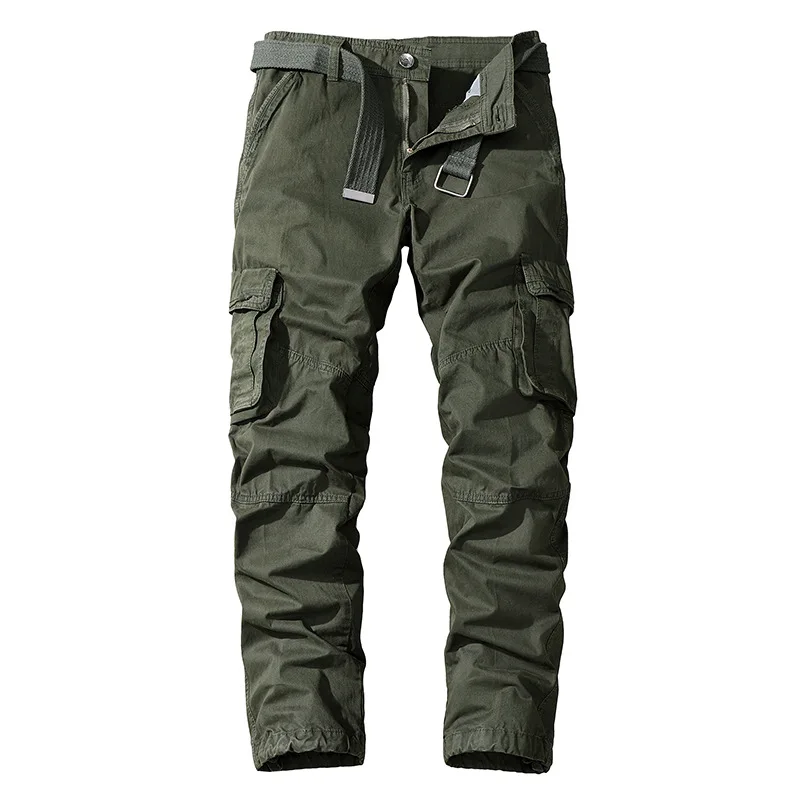 Men's Trousers Solid Cotton Cargo Pants Men Outdoor Military Tactical Work Pants Multi-Pockets Trousers Fashion Clothing Mal