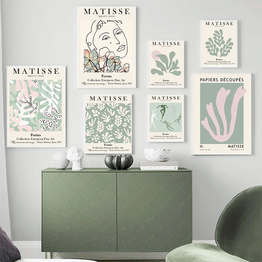 

Abstract Matisse Line Face Coral Leaf Sun Nordic Posters And Prints Wall Art Canvas Painting Wall Pictures For Living Room Decor