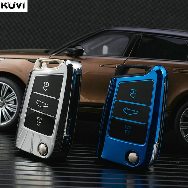 Чехол-книжка для автомобильного ключа из ТПУ VW Volkswagen Golf 7 MK7 Tiguan MK2 Seat Ateca Leon FR Ibiza Skoda