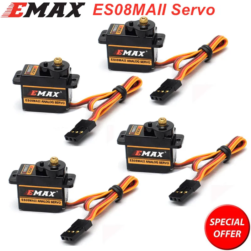 4 шт. EMAX ES08MA ES08MAII 12g мини металлическая Шестерня Аналоговый сервопривод для Rc Хобби Автомобиль Лодка Вертолет Самолет радиоуправляемый робот Бесплатная доставка