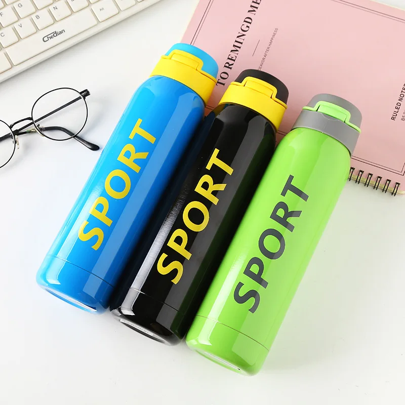 

500ml Portable Sports Water Bottles Thermos With Straw Stainless Steel Insulated Drinking Bottle School Kids' Flask