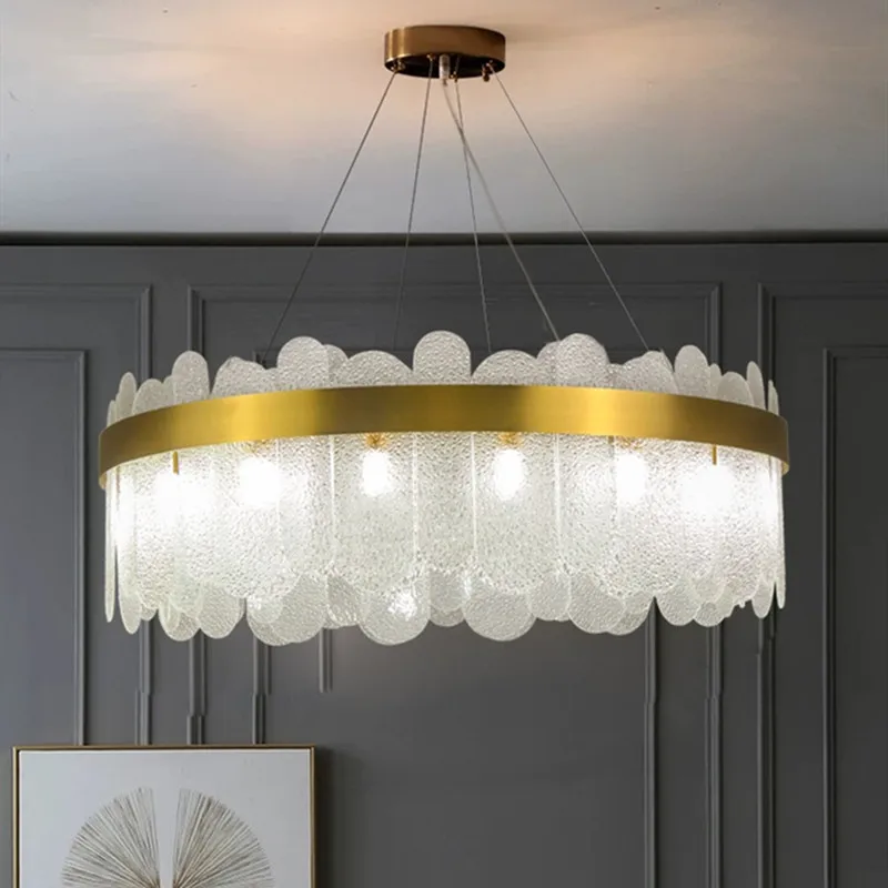 

Nordic Postmodern LED Glass Chandelier Living Atmospheric Pendan Light Luxury Lamps Bedroom Hotel Shop Restaurant Bar Chandelie