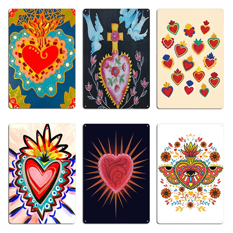 Мексиканские священные сердца металлический знак