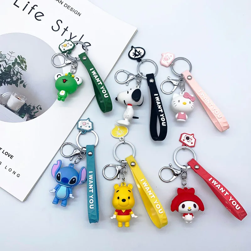 

Kawaii Sanrio Keychain Cute Hellokittys My Melody Snoopyed Cartoon Car Keychain Backpack Pendant Accessories Fore Girls Gifts