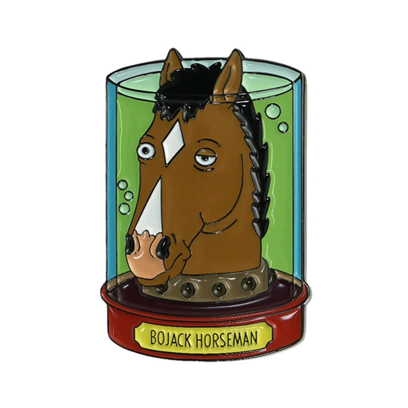 Фото BoJack Horseman Юмористическая анимационная булавка Аниме Металлическая брошь Вдохновленная антропоморфными аксессуарами для значков лошади №2
