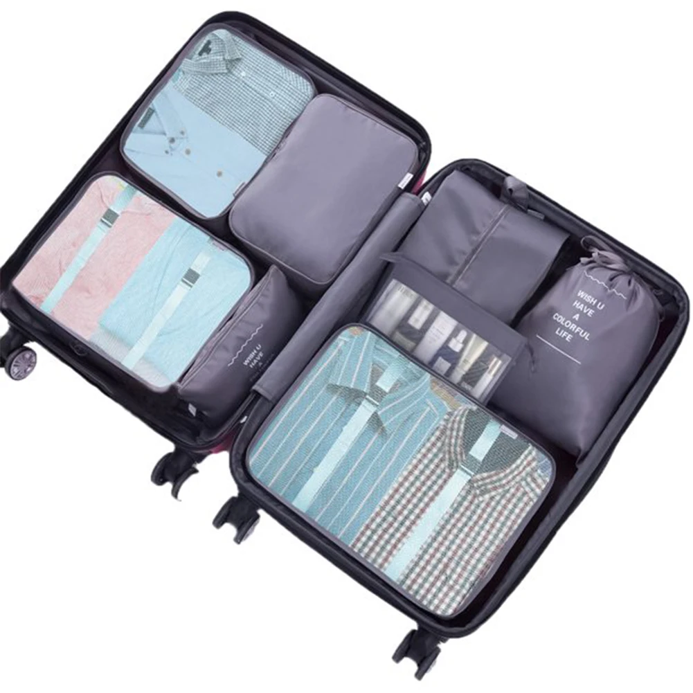 

8pcs Storage Organizer Foldable Suitcase Convenient Travel Cubes Set Multi Sizes