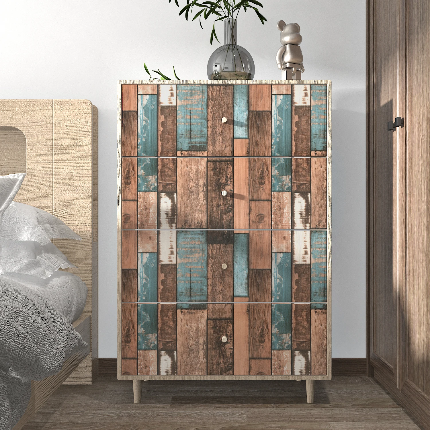 

Vinyl Retro Wallpaper Background Wall Wood Grain Stickers Dormitory Hot Pot Shop Industrial Style Pattern PVC Self-adhesive Film
