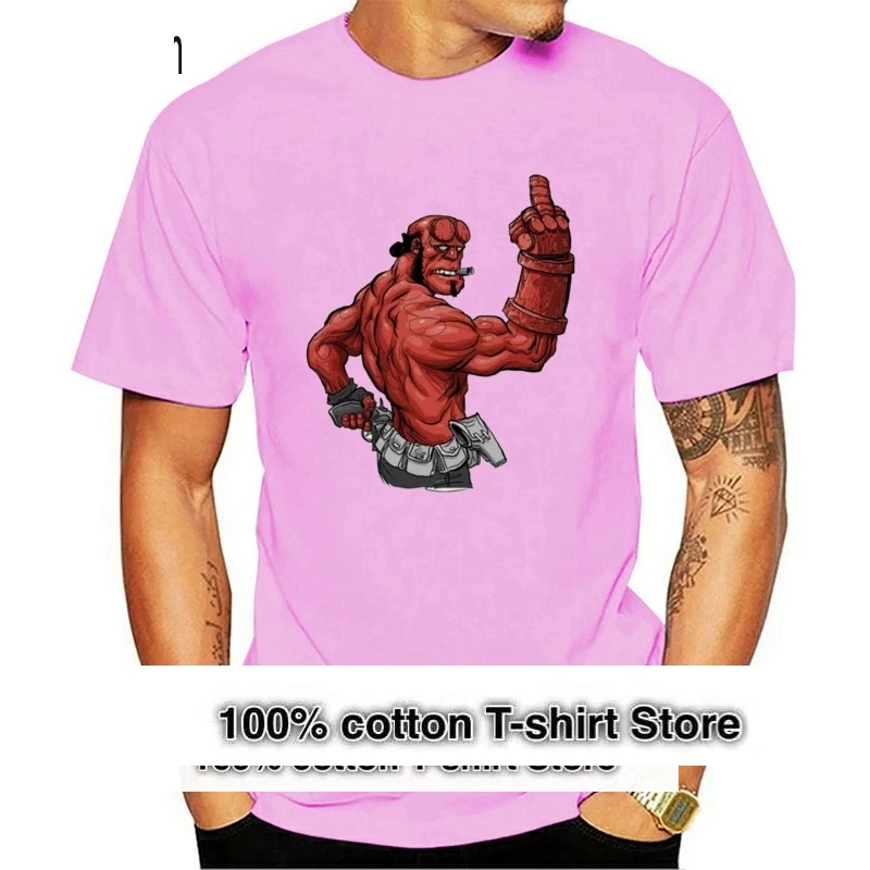 

Футболка Hellboy с забавным рисунком, Мужская футболка Hellboy с коротким рукавом