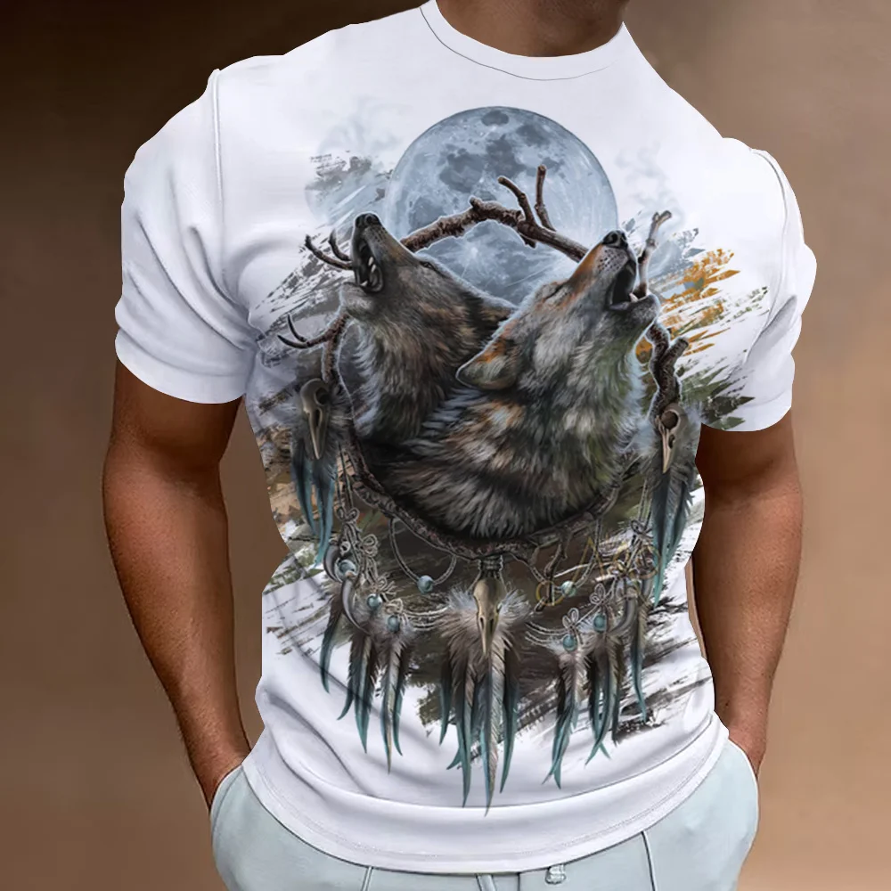 

Animal T-Shirt Mens 3d Wolf Print Street Short Sleeve Top Casual Fitness T Shirts Oversized Tee Shirt Men Clothing