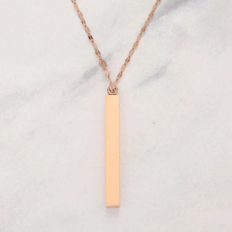 

New Mirror Polish Stainless Steel Square Bar DIY Custom Name Necklace Vertical Bar Lip Chain Necklace 10Piece/lot