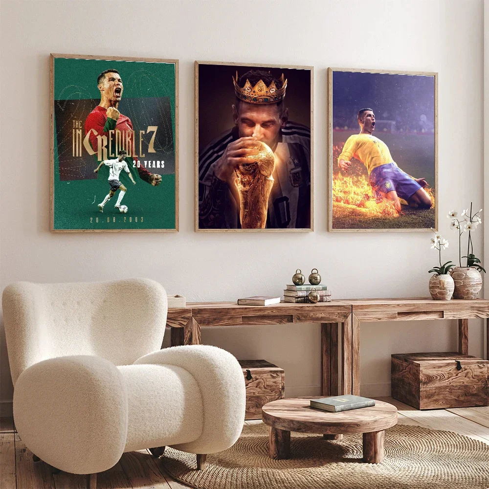 Аргентина Месси Cr7 Звездный Футбол Винтажный Постер Без Рамки Современный Стиль