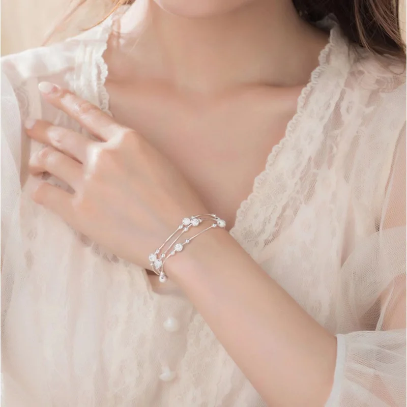 Sansheng Sanshi Lucky BeadsS925Женский браслет из стерлингового серебра Летний легкий