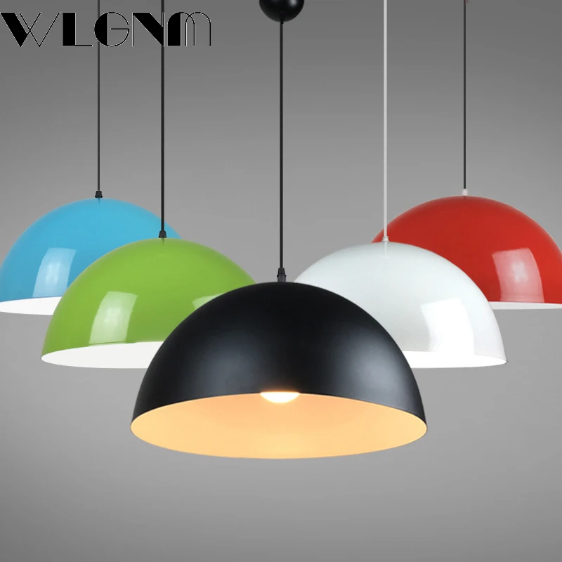 Modern Single Head Pendant Lights Aluminum Semicircular Pot Cover Hanging Light Creative Restaurant Office Colorful Pendant Lamp