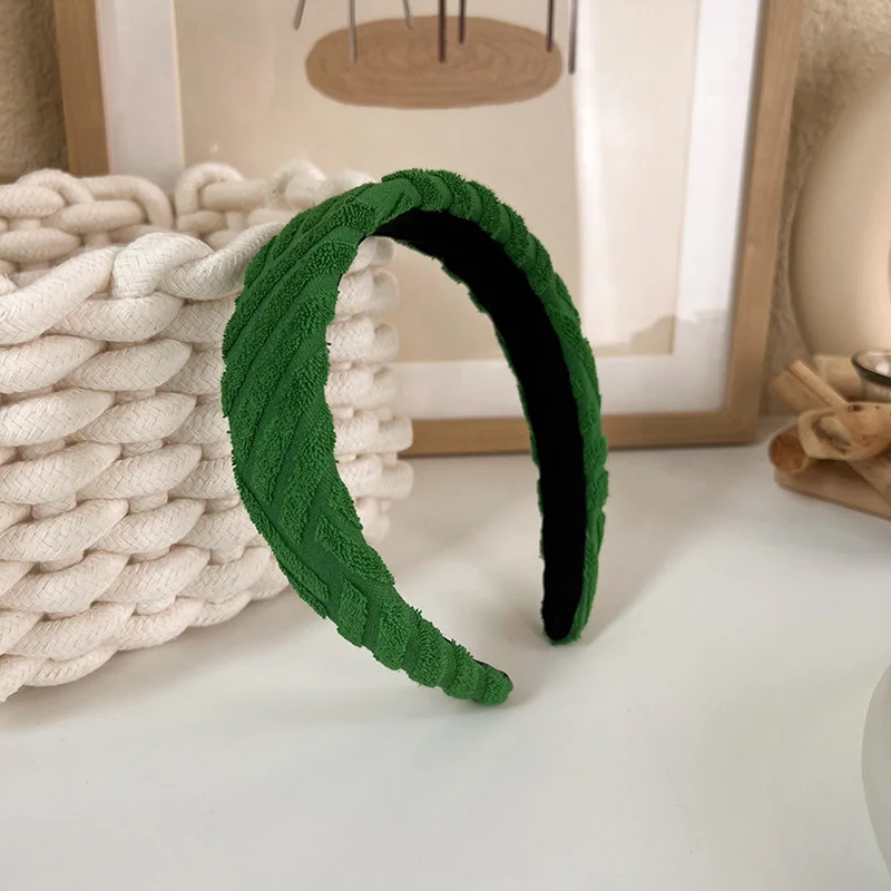

2022 New Korea Style Simple Sweet Cute Girl Headdress Green Broadside Stripe Headband for Women Fashion Hair Accessories