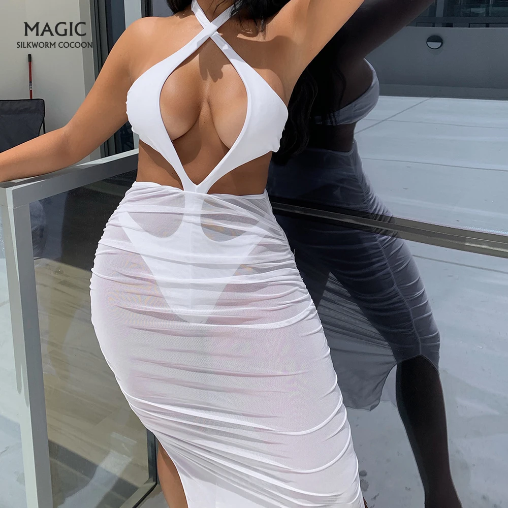 

Sexy Trikini Women One Piece Swimsuit Cut Out Solid Swimwear Onepiece Swimming Suit for Ladies Bathing Suit White Swimsuit Women