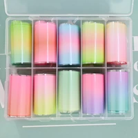 10 rolls box charm nail foils polish stickers metal color starry paper transfer foil wraps adhesive decals nail art decorations
