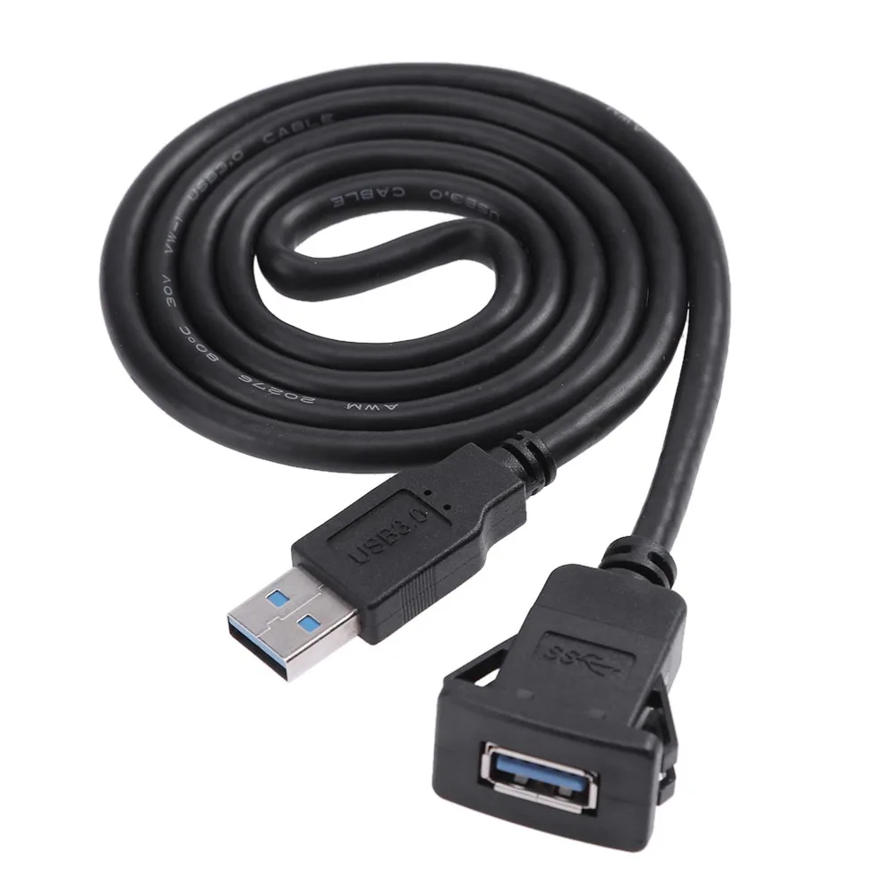 

1m/3.3ft Single Port USB 3.0 A Male to USB3.0 A Female M/F Car Dashboard Flush Mount Extension Cable for Auto Truck Boat Car