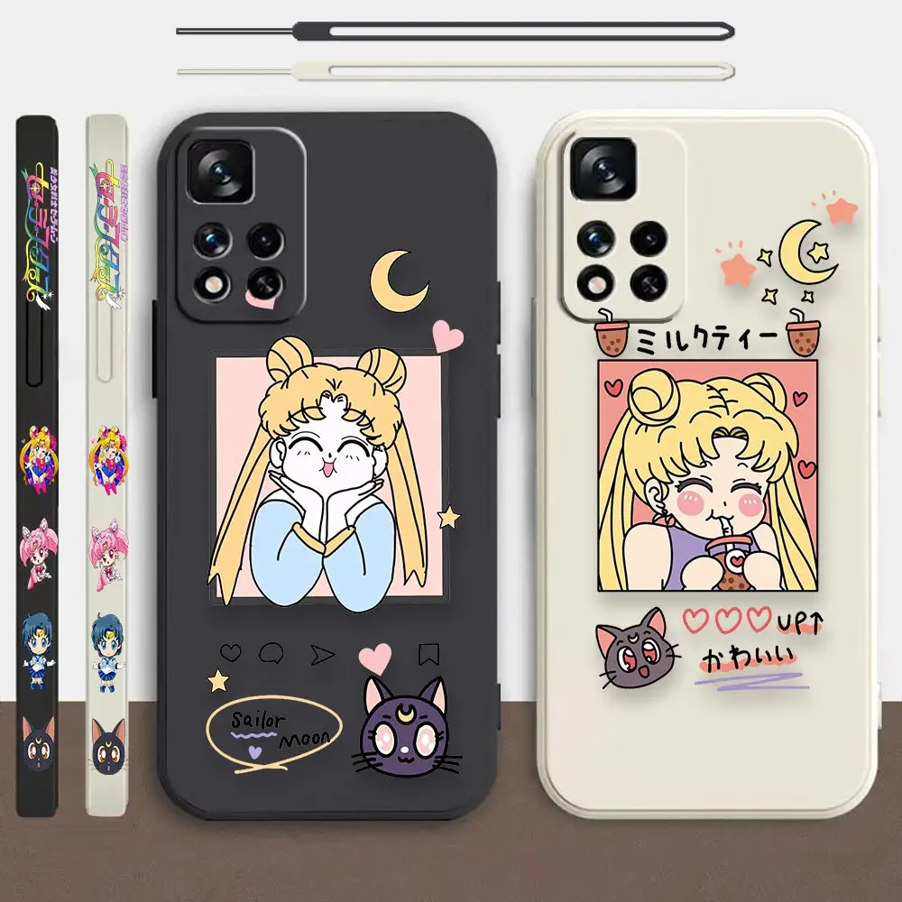 

S-Sailor Moon Cartoon Case For Redmi Note 11 11T 11S 10 10T 10S 9 9T 9S 8 7 7S 6 5 4 4X Pro Max Lite 4G 5G Liquid Cover Funda