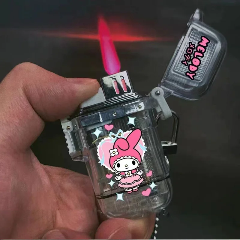 

Sanrio kawaii cute Hello Kitty Kuromi pink flame windproof lighter cartoon creative men and women gift bar personalized gift