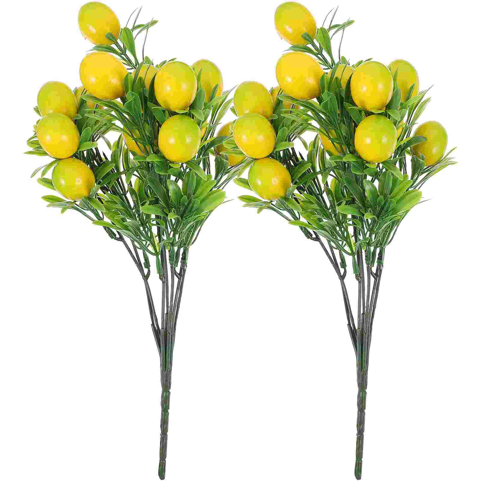 

2pcs Artificial Lemon Stem Faux Lemon Fruits Branches Fruits Bouquet Branch Arrangement for Vase