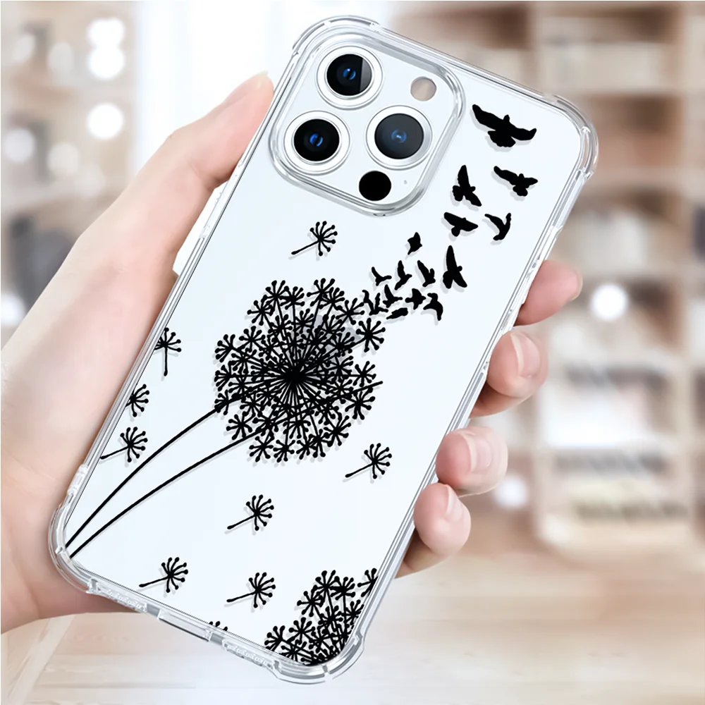 

Dandelion Flower Case for IPhone 11 13 12 Pro Max Mini SE 2020 7 8 6 6S Plus X XR XSMax Shockproof Cover Fundas Clear TPU