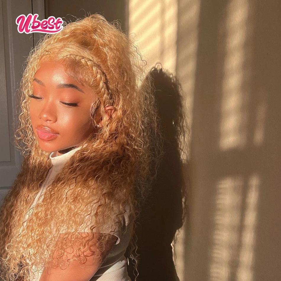 Ed Human Hair Curly Lace Front Wigs For Women 13x4 Transparent Jerry Curly Lace Frontal Wig Blonde Wig