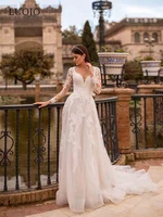 luojo boho wedding dress 2022 princess a line sweetheart full sleeves tea length bridal gown for women custom vestidos de novia