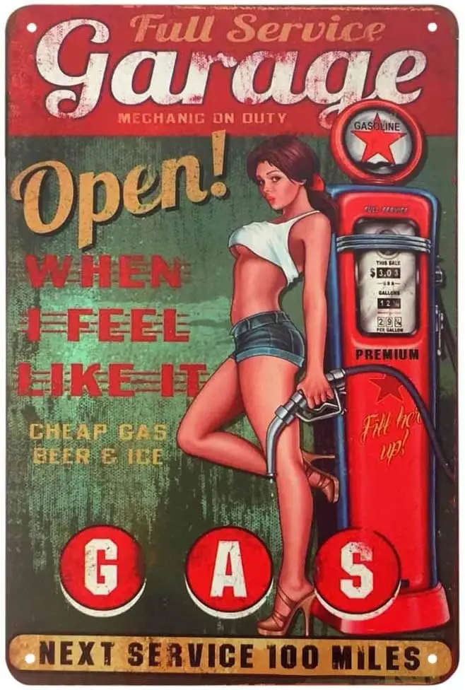 Жестяной знак AOYEGO для девушек Полная работа гаража секс-девушки стоячие