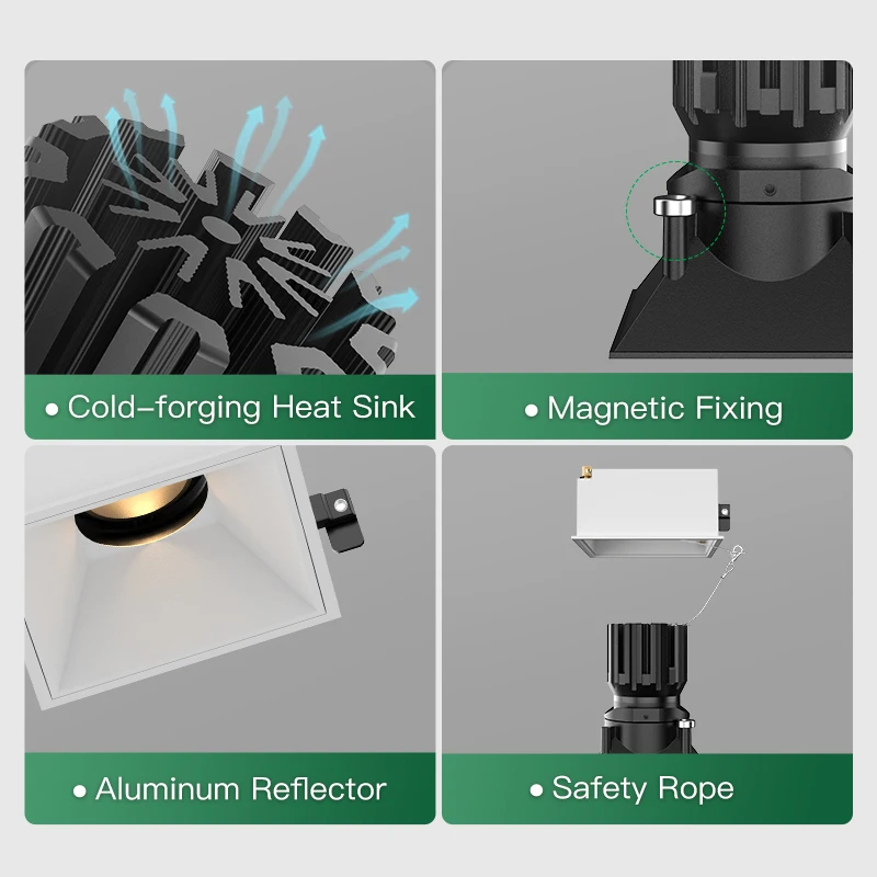 XRZLux светодиодный потолочный светильник с четырьмя головками антибликовый