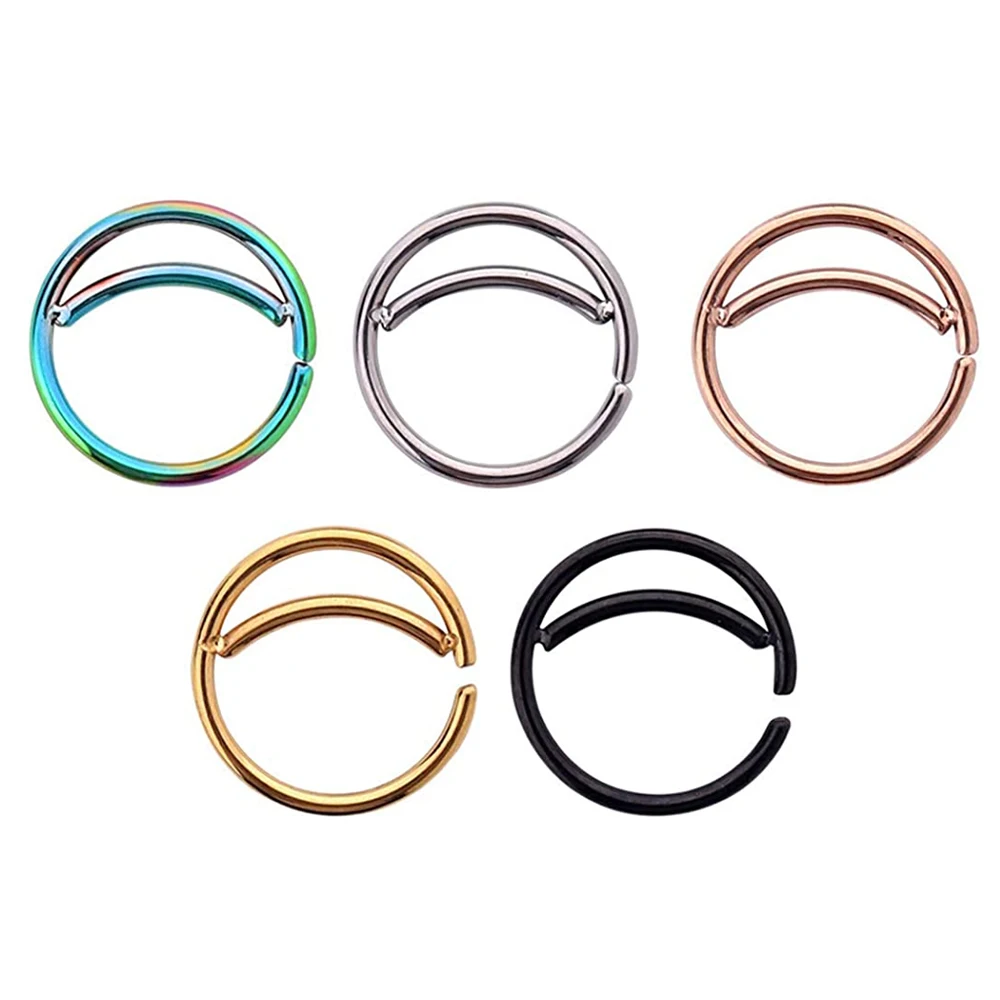 

5PCS Stainless Steel Moon Nose Ring Hoop Indian Nose Ring Septum Ring Nose Jewelry Nose Piercing Small Nose Hoop