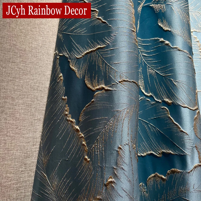 

European Curtains in the Living Room Luxury 3D Satin Curtain for Bedroom Window Thermal Girl Ready-made Gold Drapes 65% Shading