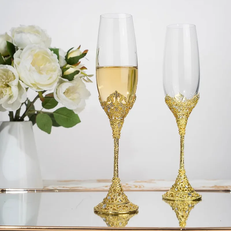 

Хрустальные бокалы для красного вина, роскошные бокалы для высокой красоты, Набор бокалов для шампанского, свадебный подарок, романтический набор для виноградного вина, подарочная коробка