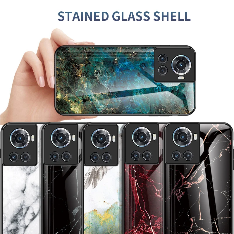 for oneplus ace 6 7 luxury 9h tempered glass glossy back phone case gradient marble ultra thin anti scratch soft frame shell free global shipping