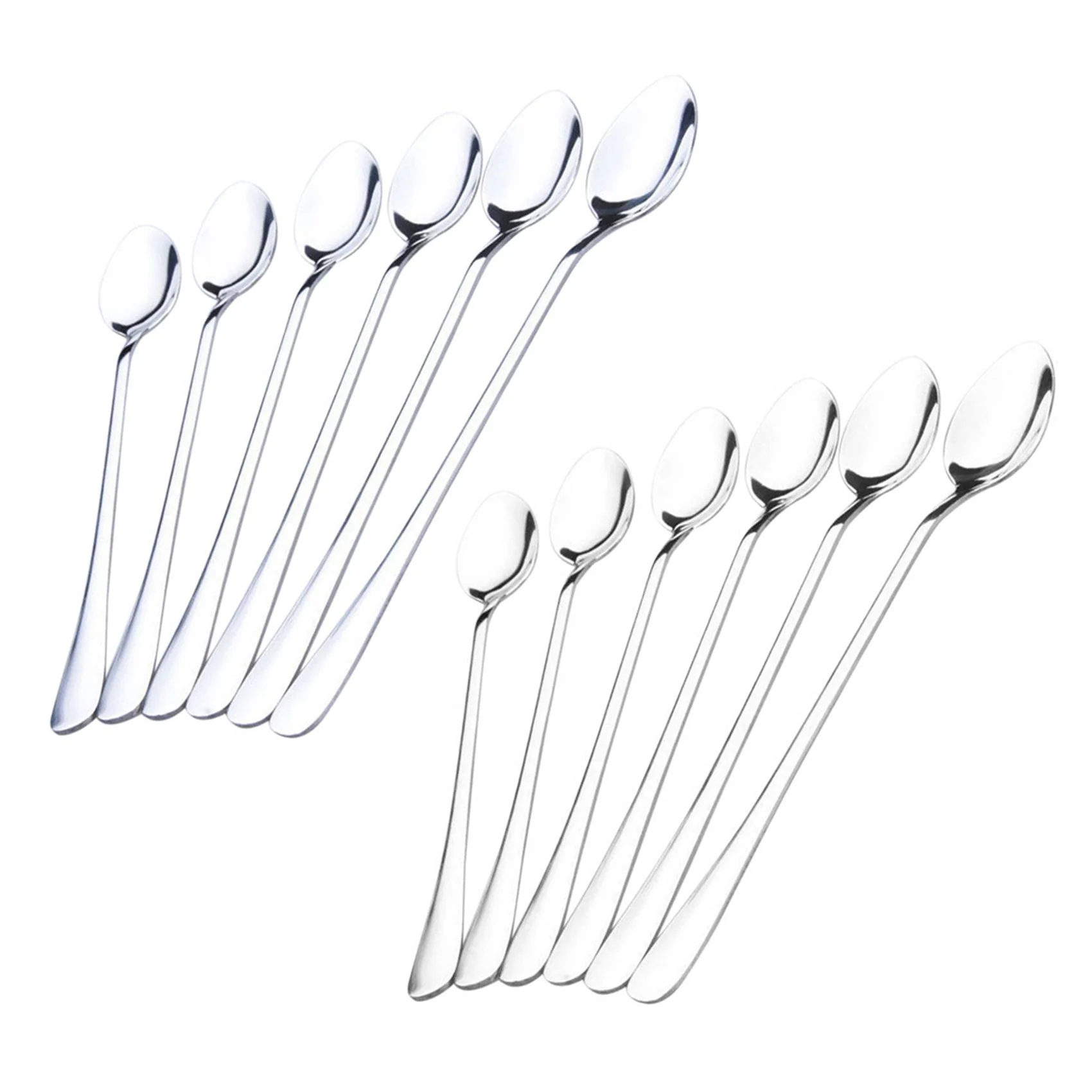

12Pcs Long Handle Stainless Steel Tea Coffee Spoons Ice Cream Cutlery