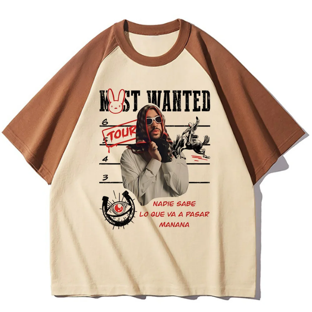 Bad Bunny Tour 2024 tshirt female Comfortable graphic Trendy 80s harajuku top tees Classic hip hop Pastel Y2k kawaii