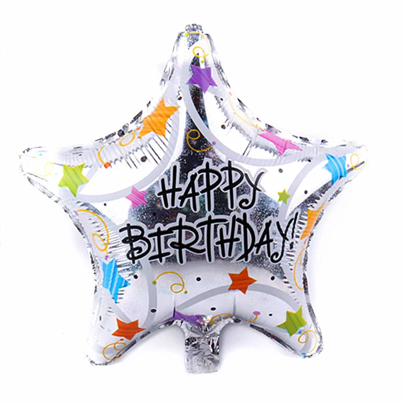 

1pcs/lot 18inch Happy Birthday Print Laser Star Foil Balloons Birthday Party Decoration Supplies Baby Shower Helium Air Globos