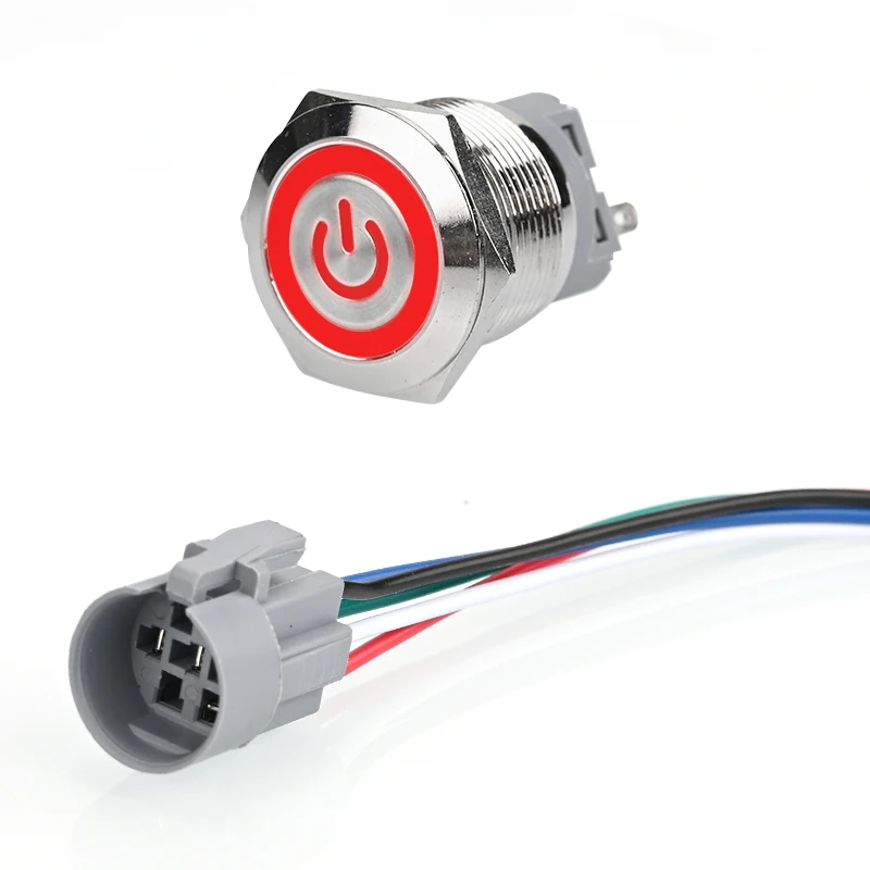 

Водонепроницаемый металлический кнопочный переключатель 1NO1NC 3-6В 12-24В 220В