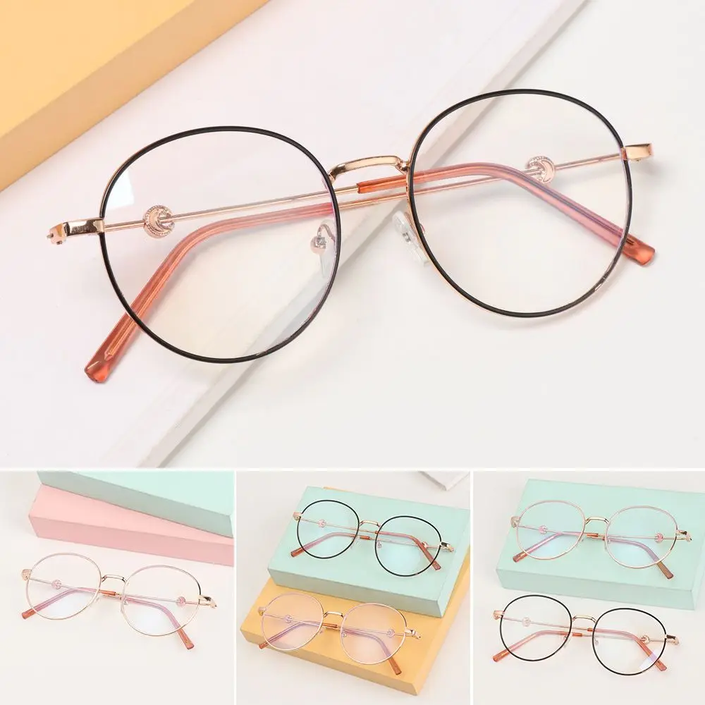 

Ultralight High-definition Blue Rays Radiation Metal Round Frame Anti-UV Flat Mirror Eyewear Myopia Glasses Eyeglasses