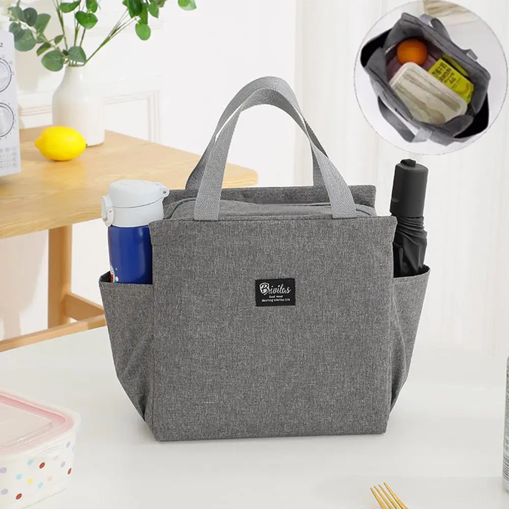 

Portable Foldable Thermal Insulated Lunch Bag Handheld Thickened Large-capacity Bento Bag With Double Pocket