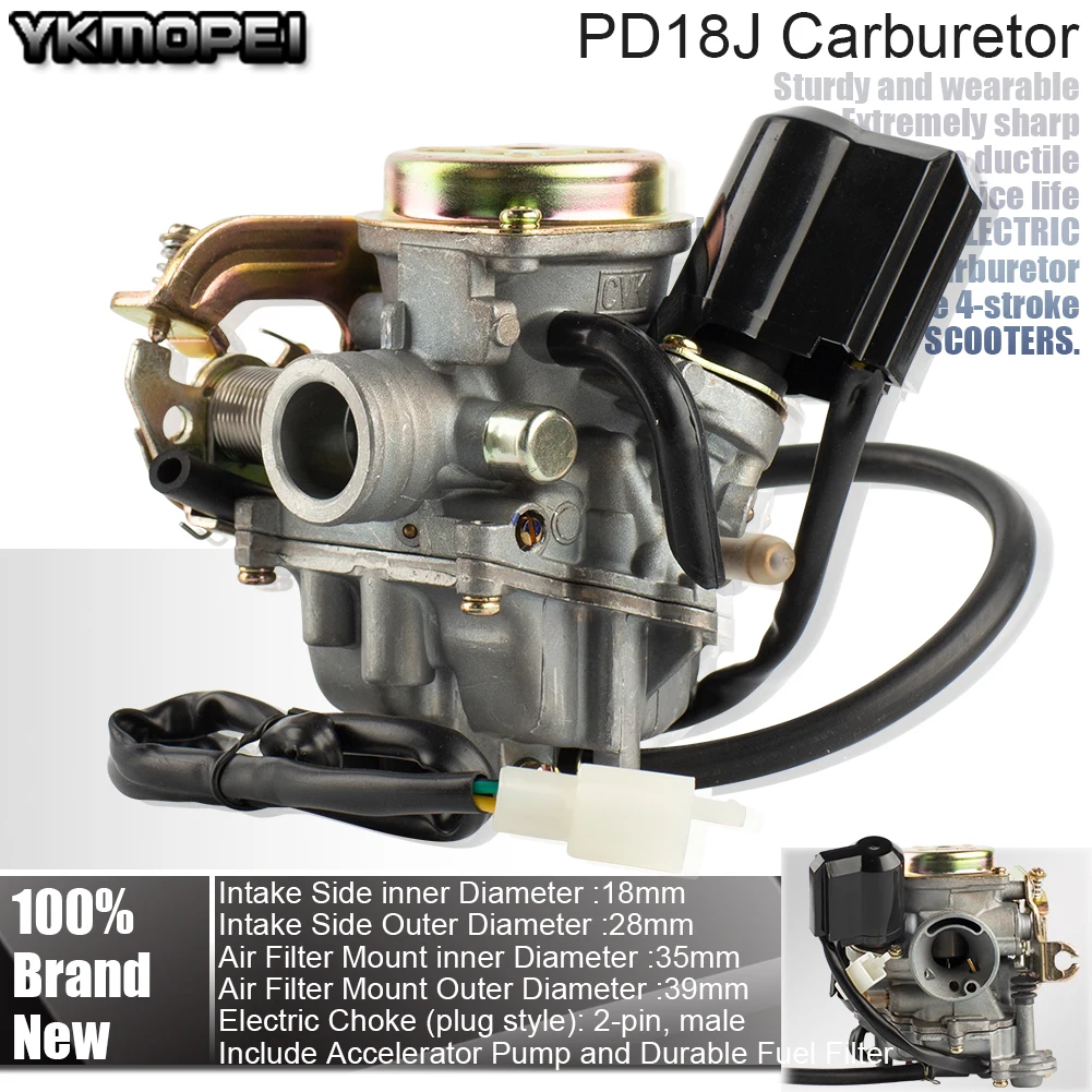 Для 4-тактного скутера GY6 SUNL ROKETA JCL Vento 50CC-110CC MOTO 80CC мотоцикла карбюратор 18 мм PD18J