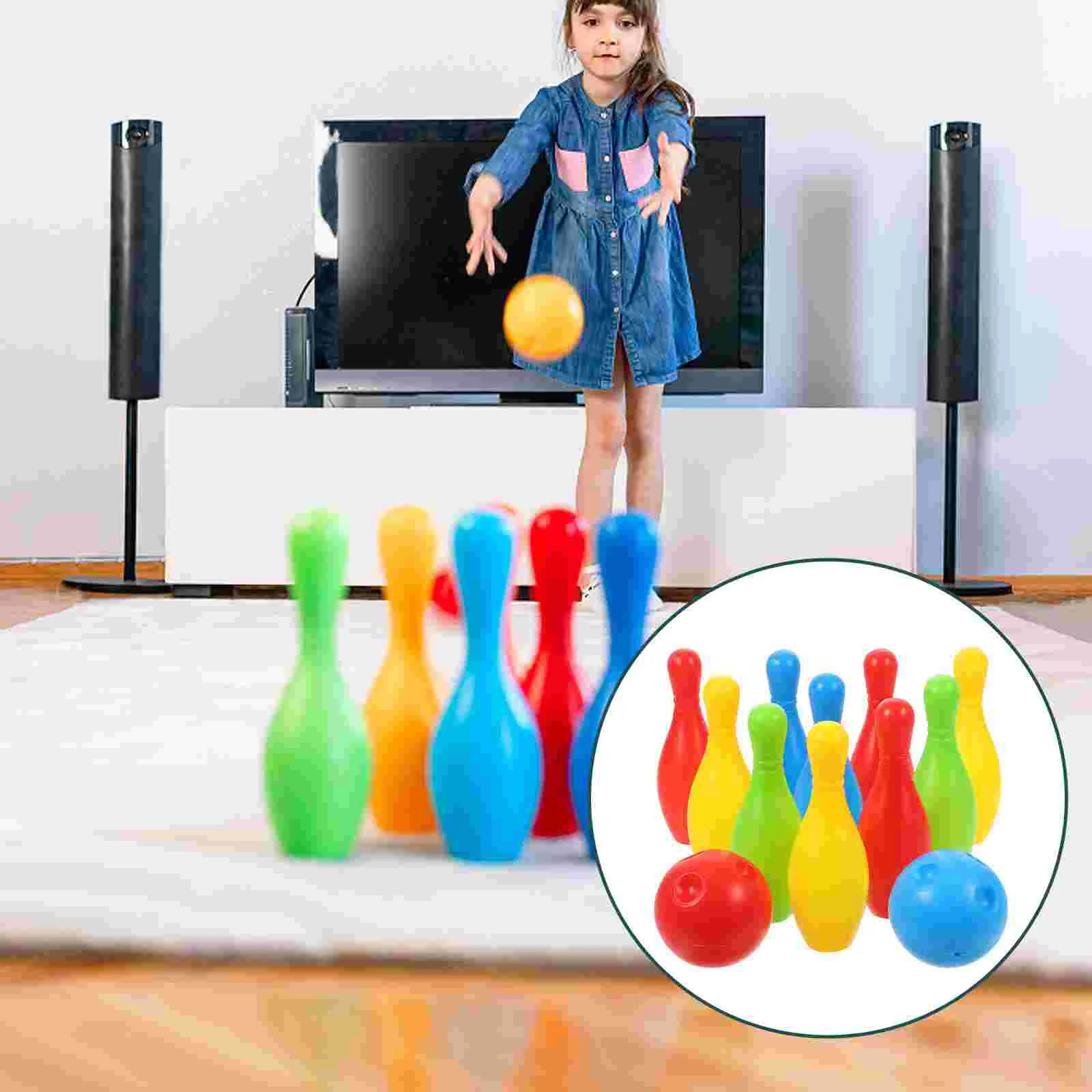 

Children Bowling Set Funny Timber Bowling Set Fun Indoor Family Games with 10 and 2 Educational Birthday Gifts for Kids 11cm