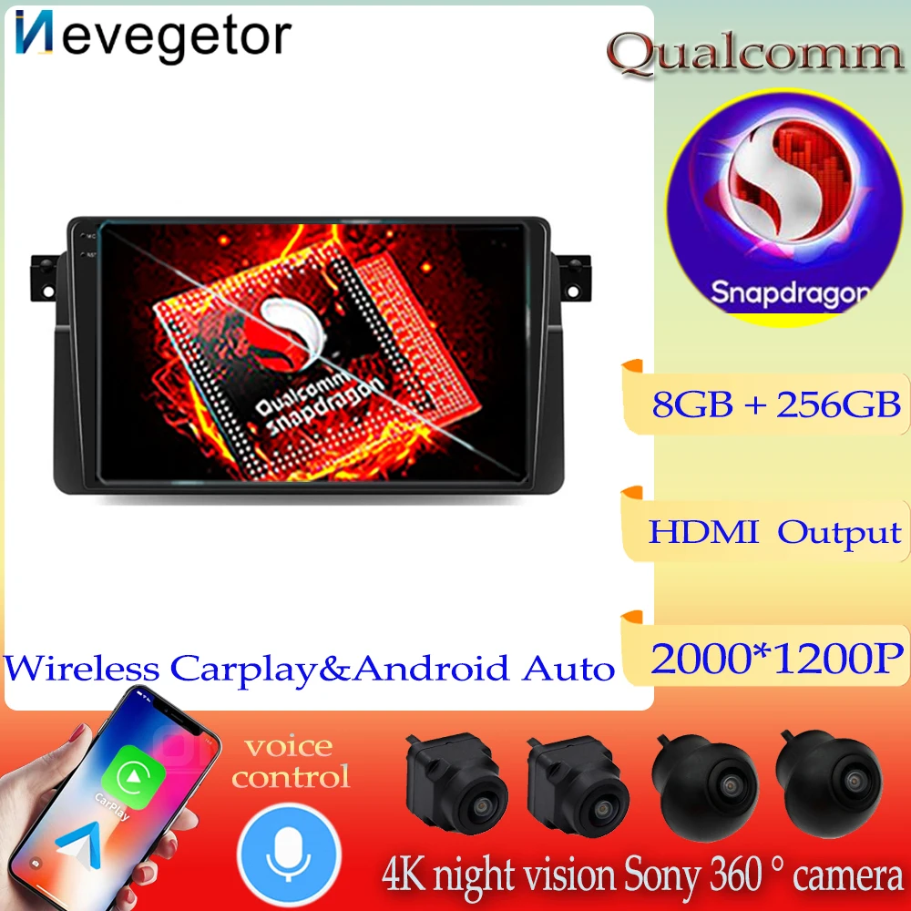 

Qualcomm Android 13 For BMW E46 M3 318/320/325/330/335 1998-2006 Car Radio Multimedia Video Player Navigation GPS Carplay 2DIN