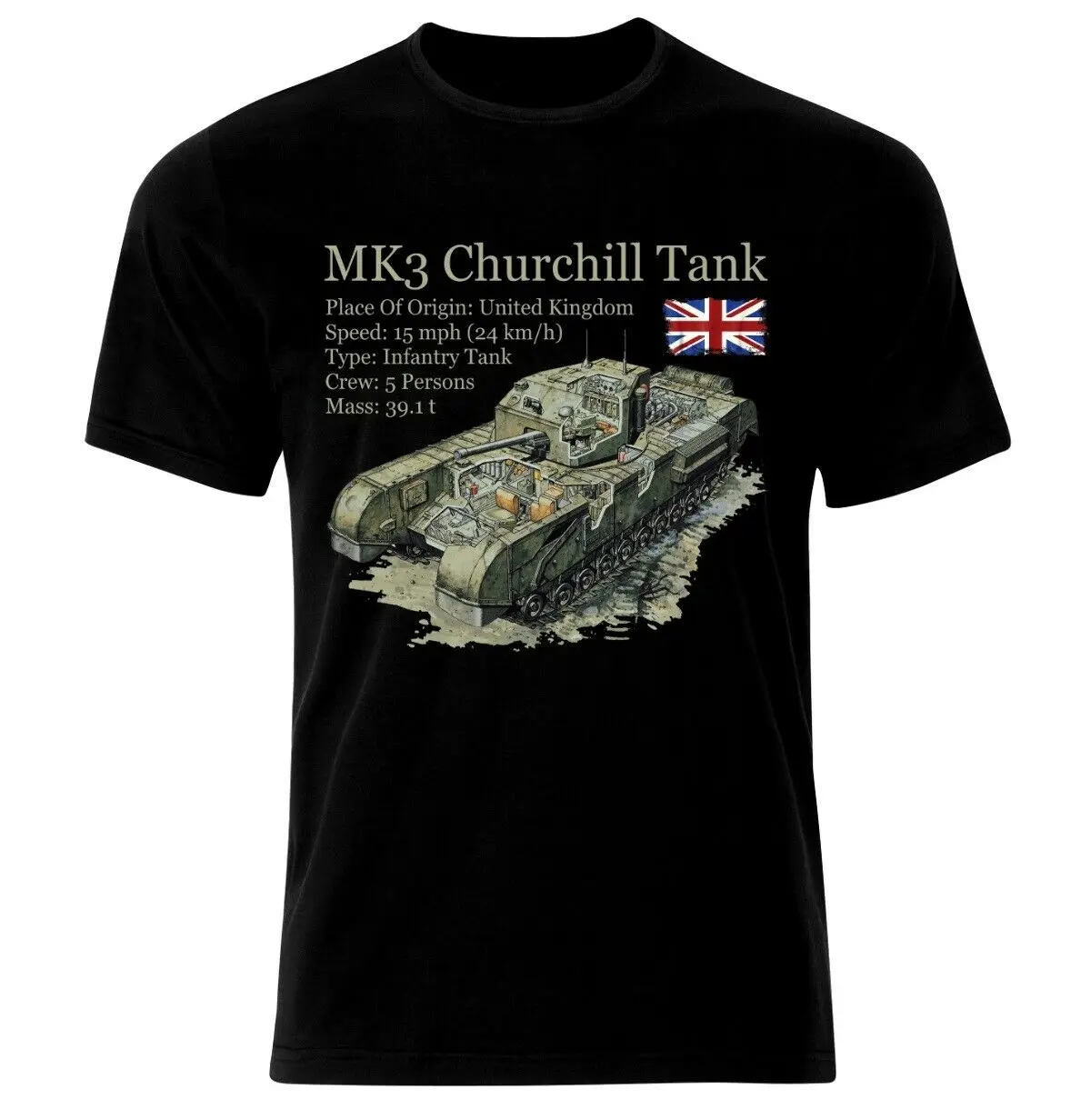 

Мужская Летняя хлопковая Футболка с рисунком Черчилля, модель MK 3 панцирный Танк WW2 Army was UK