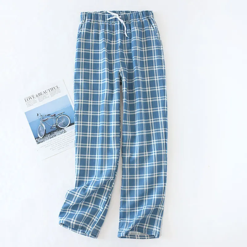 New Plaid Cotton Loose Men Pajama Pants Home Clothing Trousers Home Pants For Man Male Pyjama Bottoms Sleepwear Elastic Waist