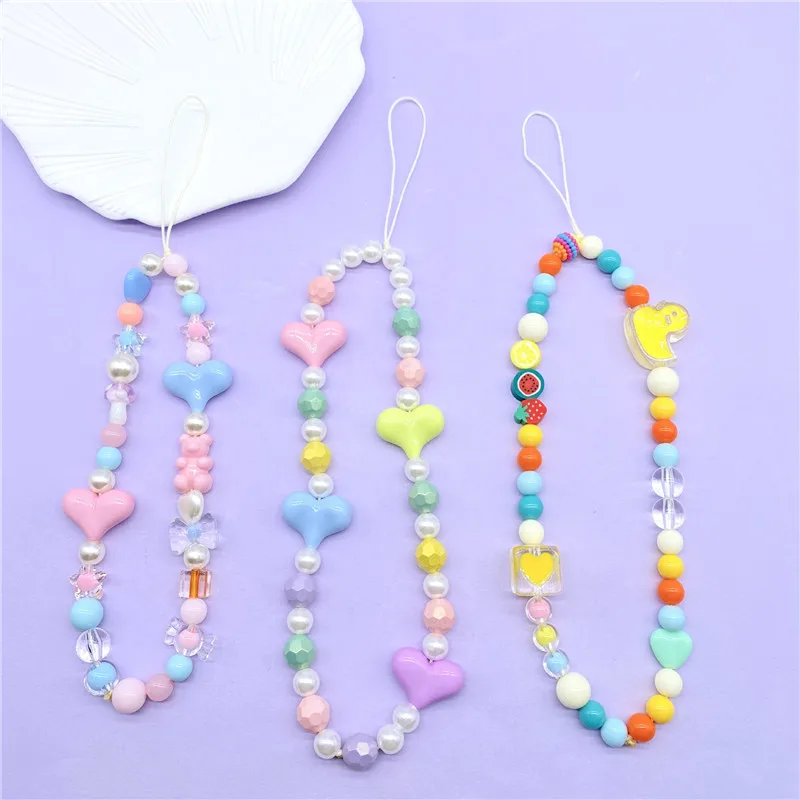 

Модная яркая красочная акриловая цепочка для женщин в виде фруктового медведя, цепочка для ключей, чехол для телефона, украшение, милое серд...