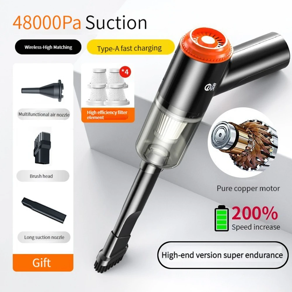 

48000Pa Wireless Car Vacuum Cleaner Air Duster 2 In 1 Handheld Car Home Dual Use Appliance Air Blower Keyboard Dust Blowing Gun